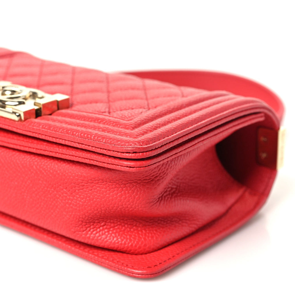 Caviar Quilted Small Boy Flap Red