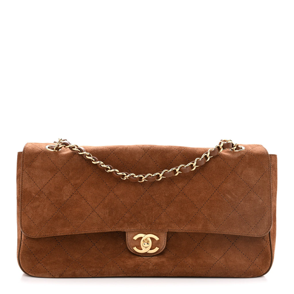 Suede Calfskin Small Souplissimo Maxi Flap Camel