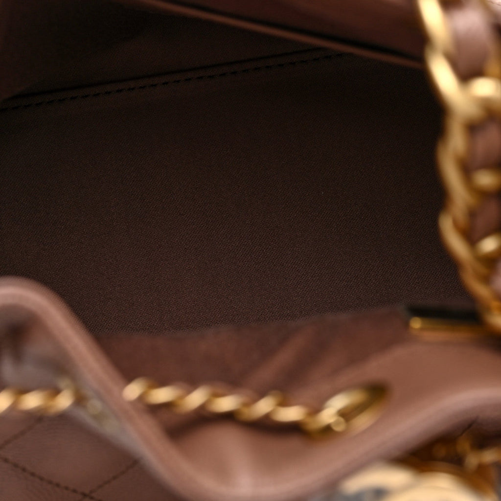 Caviar Quilted Small Chanel 25 Handbag Brown