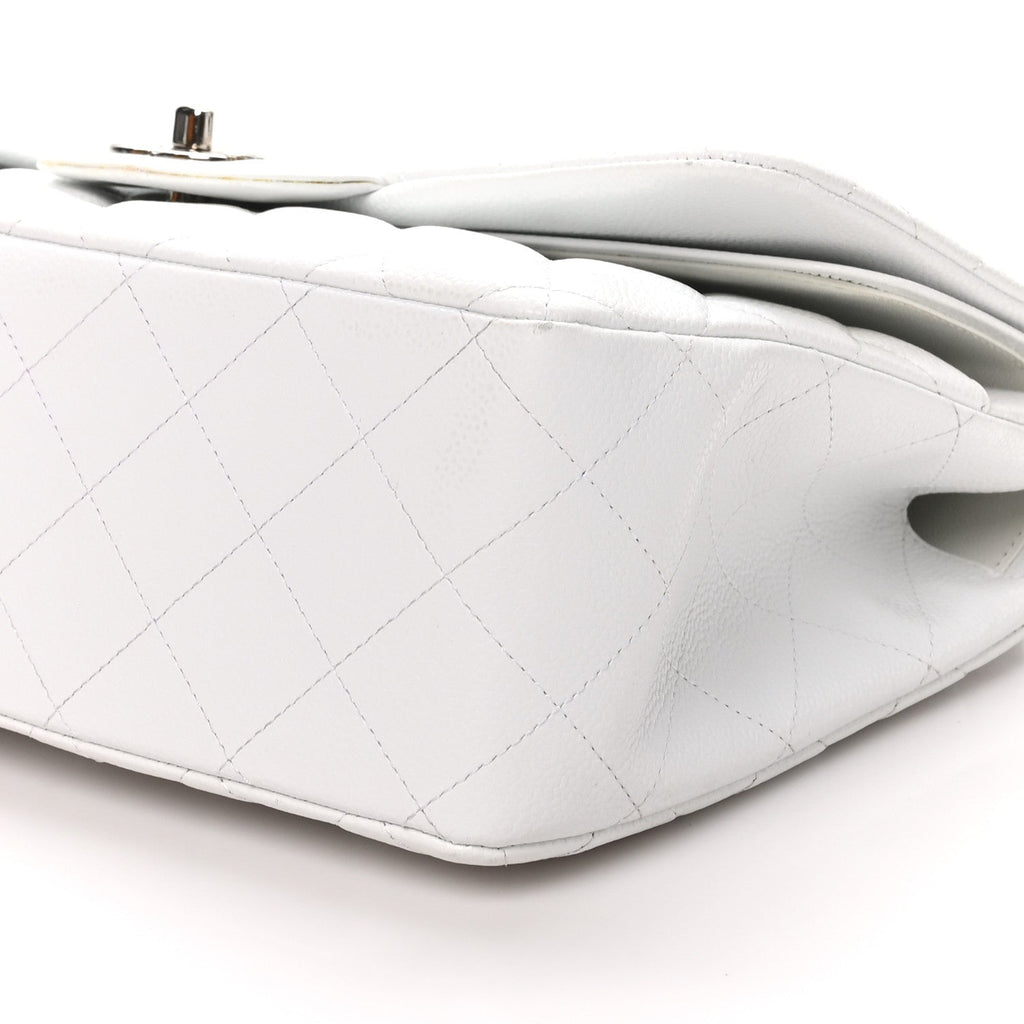 Caviar Quilted Jumbo Double Flap White
