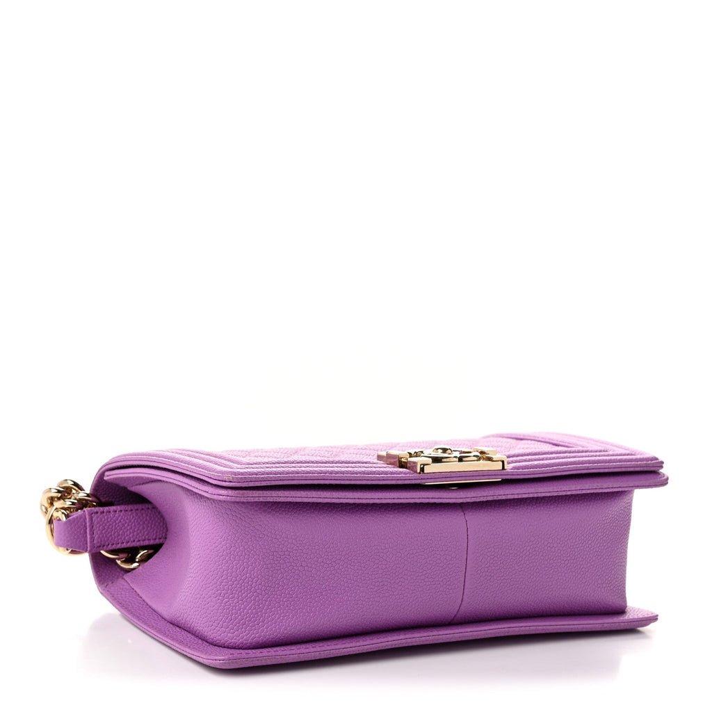 Caviar Quilted Medium Boy Flap Purple