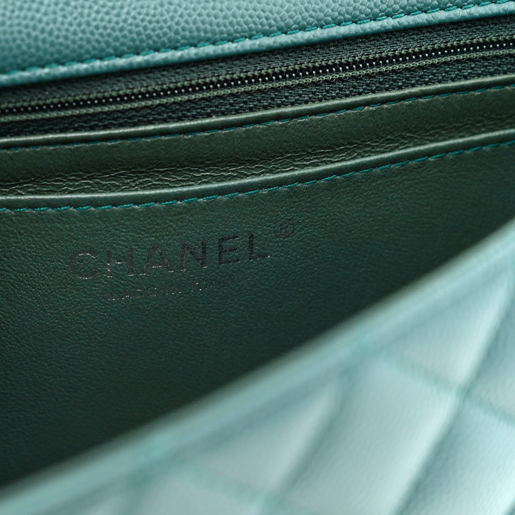 Caviar Quilted Mini Rectangular Flap Dark Green