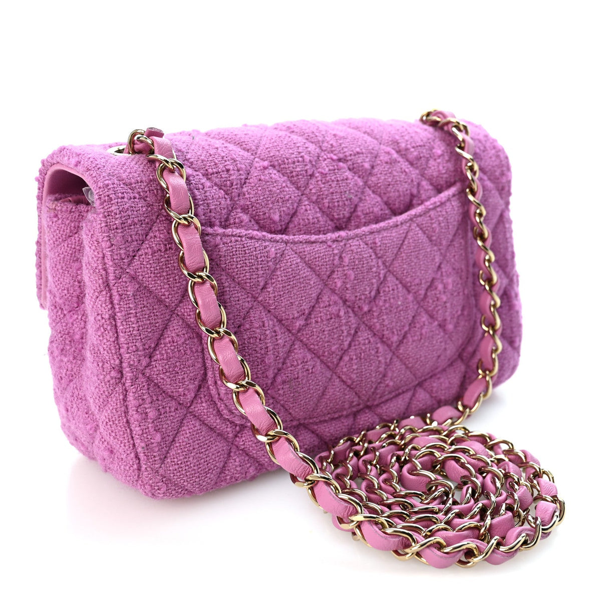 Tweed Quilted Mini Rectangular Flap Purple