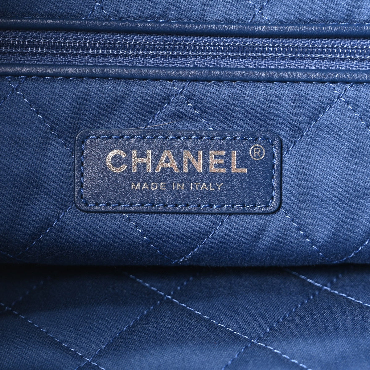 Washed Denim Quilted Studded Small Chanel 22 Blue