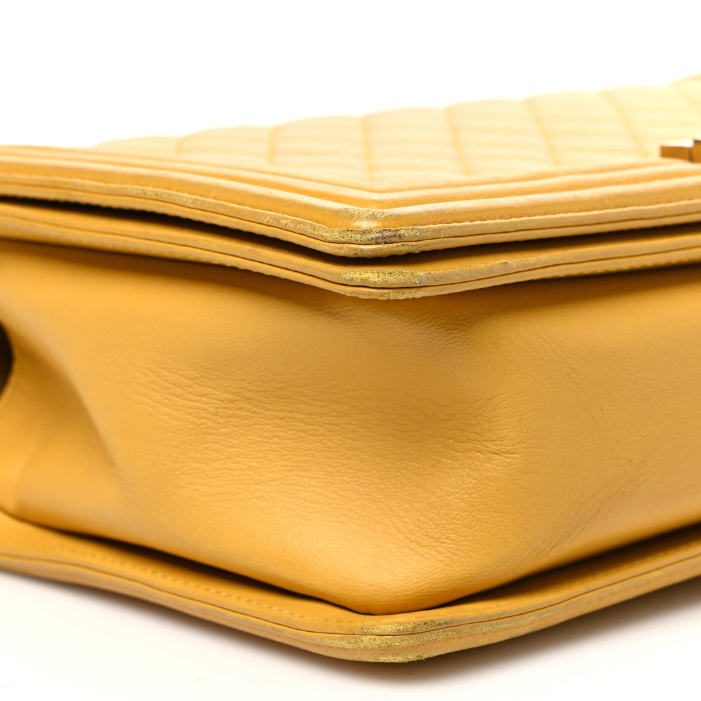 Lambskin Quilted New Medium Boy Flap Yellow