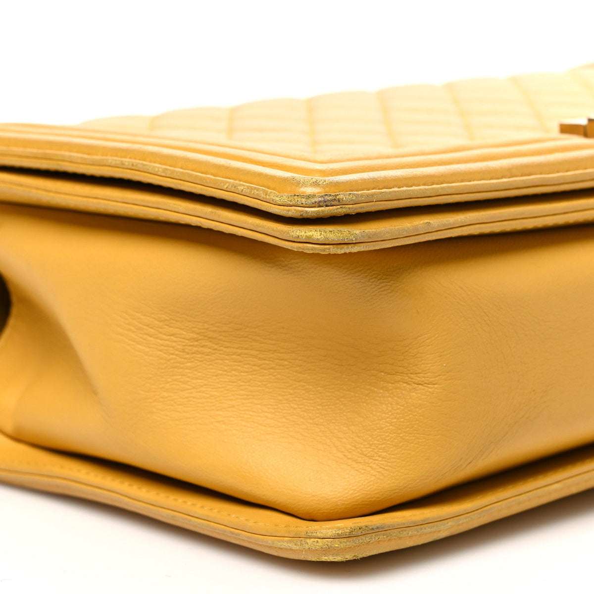 Lambskin Quilted New Medium Boy Flap Yellow