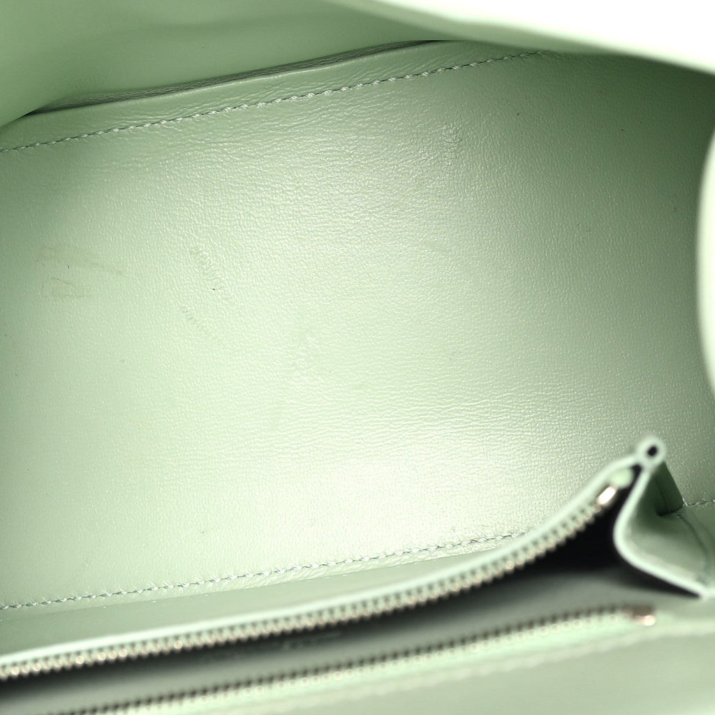 Shiny Box Calfskin Small Hourglass Top Handle Bag Light Green