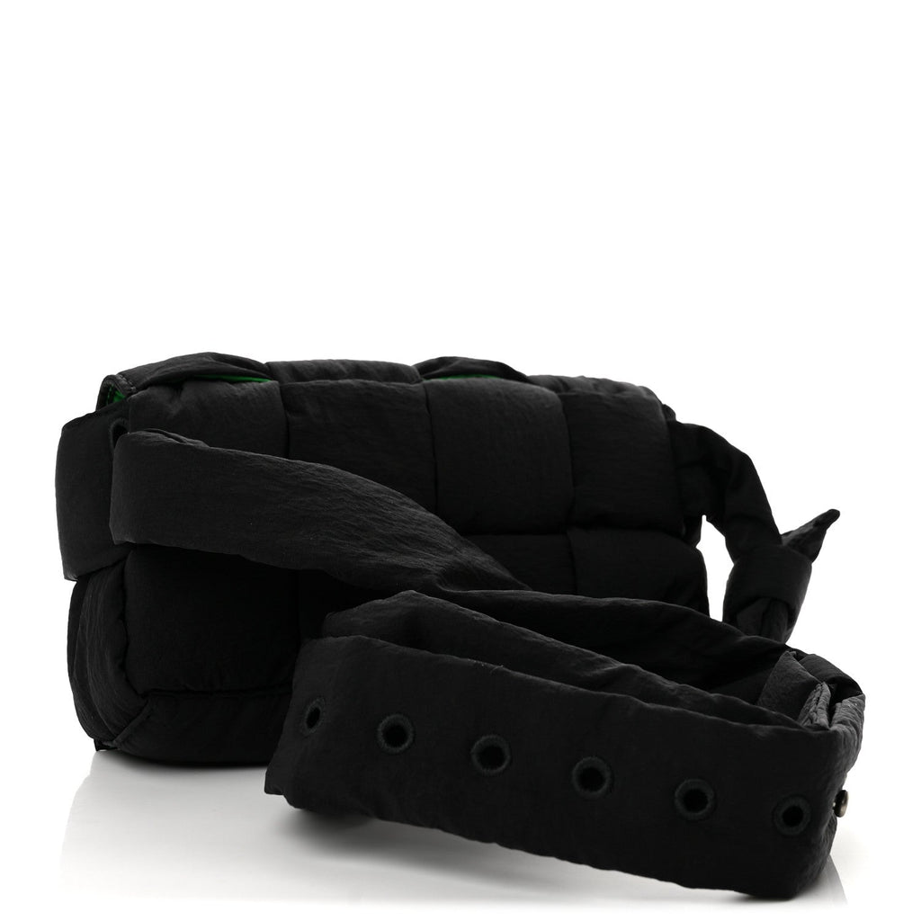 Nylon Intrecciato Padded Tech Mini Cassette Belt Bag Black Green
