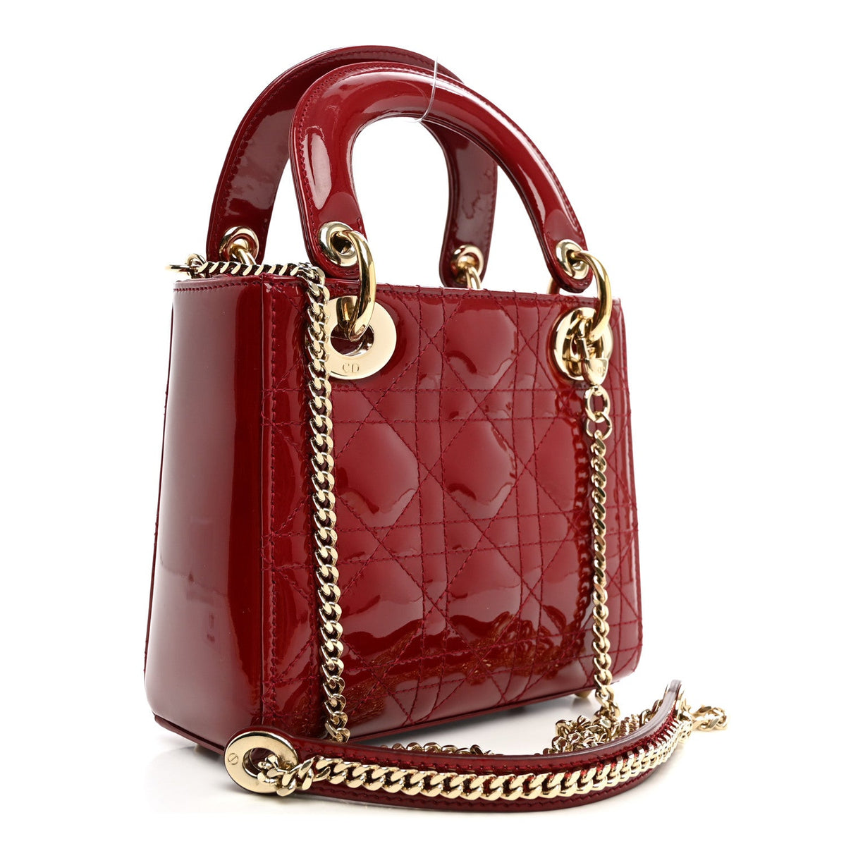 Patent Cannage Mini Lady Dior Red