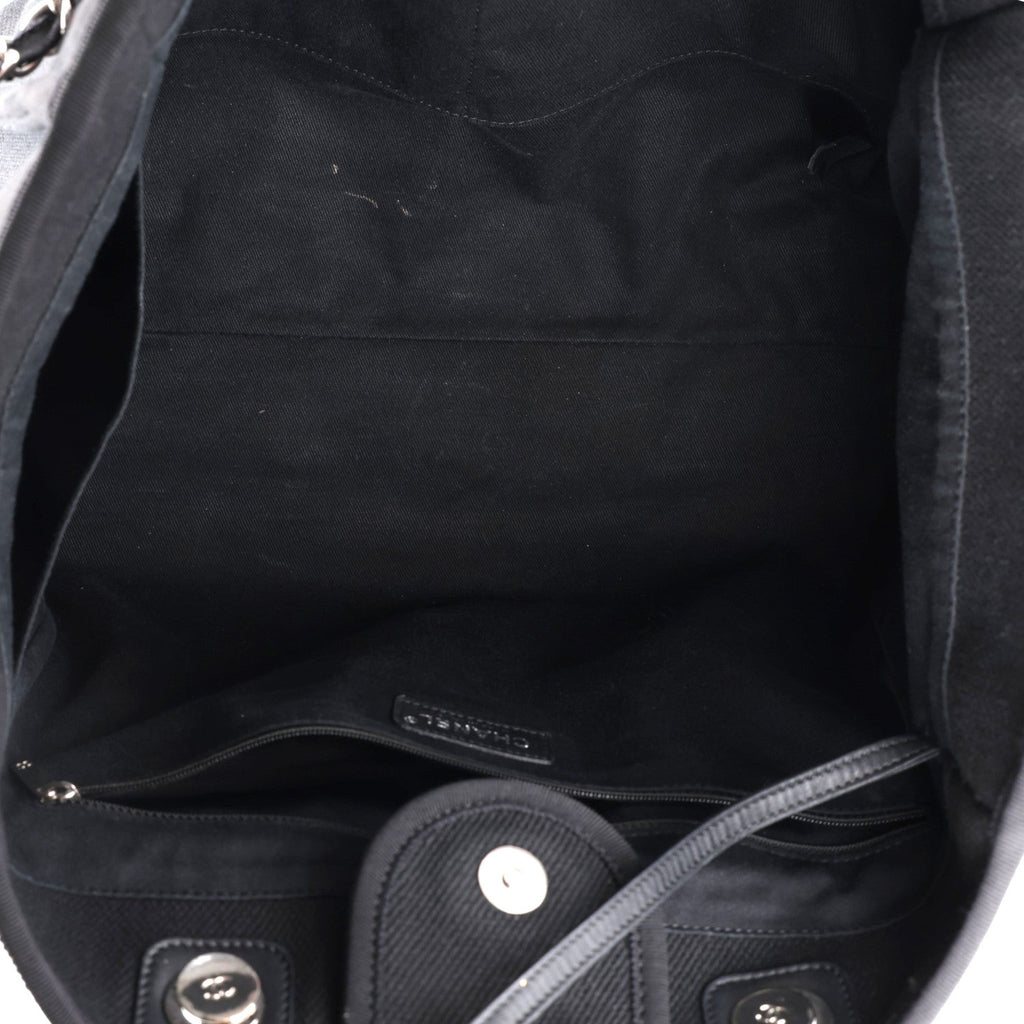 Canvas Pearl Medium Deauville Tote Black