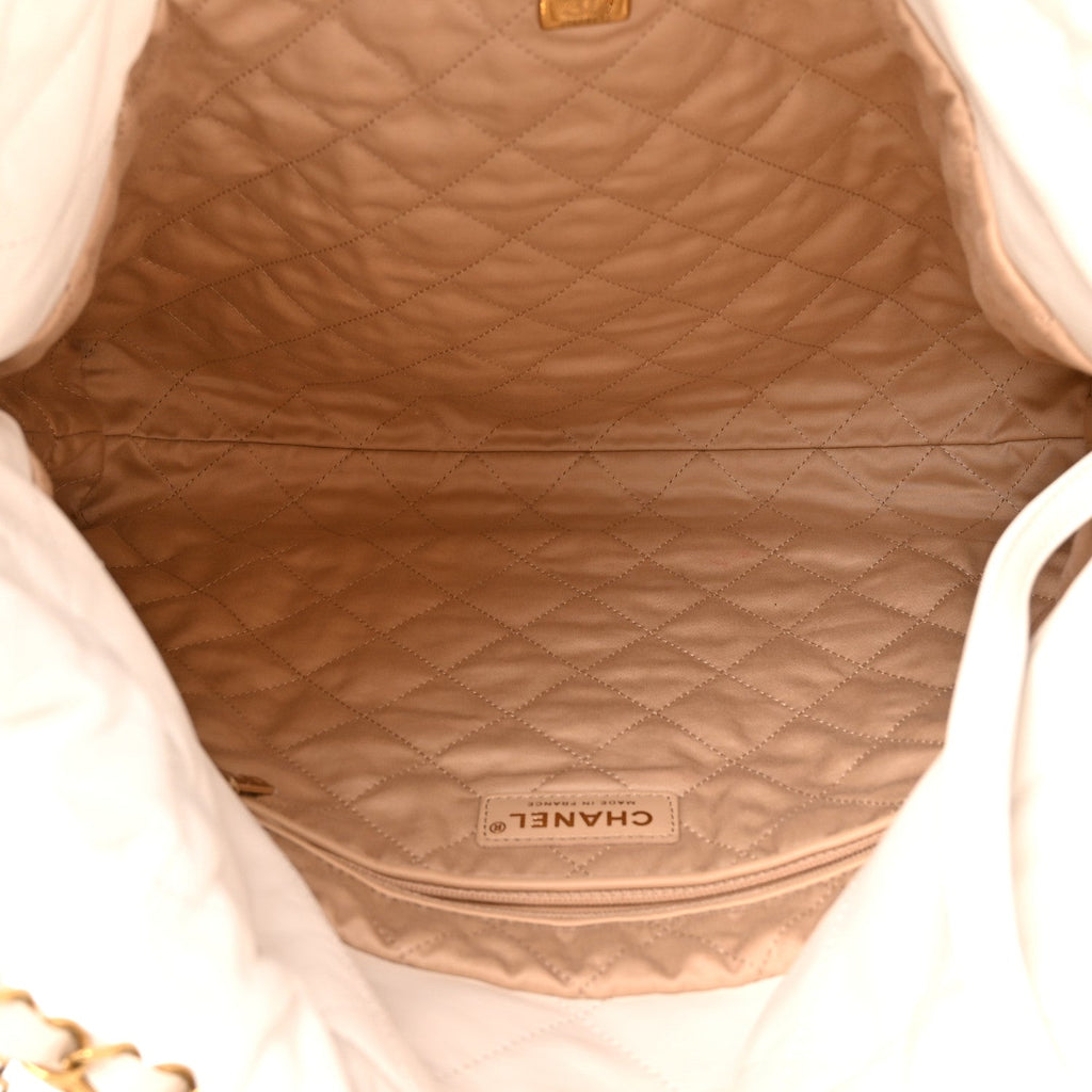 Shiny Calfskin Quilted Small Chanel 22 White
