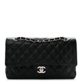 Caviar Quilted Medium Double Flap Black