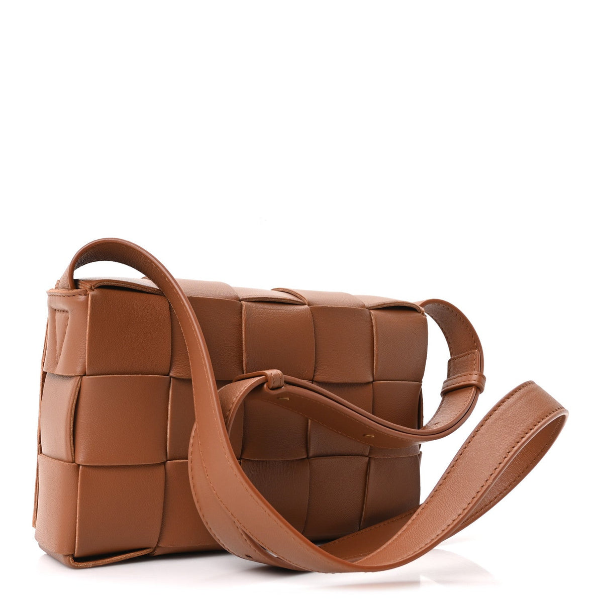 Lambskin Maxi Intrecciato Cassette Crossbody Bag Caramel
