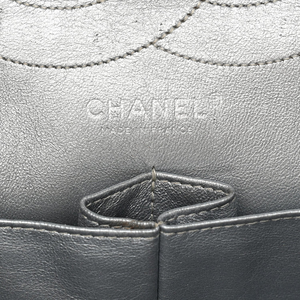 Metallic Calfskin Striped 2.55 Reissue 227 Silver