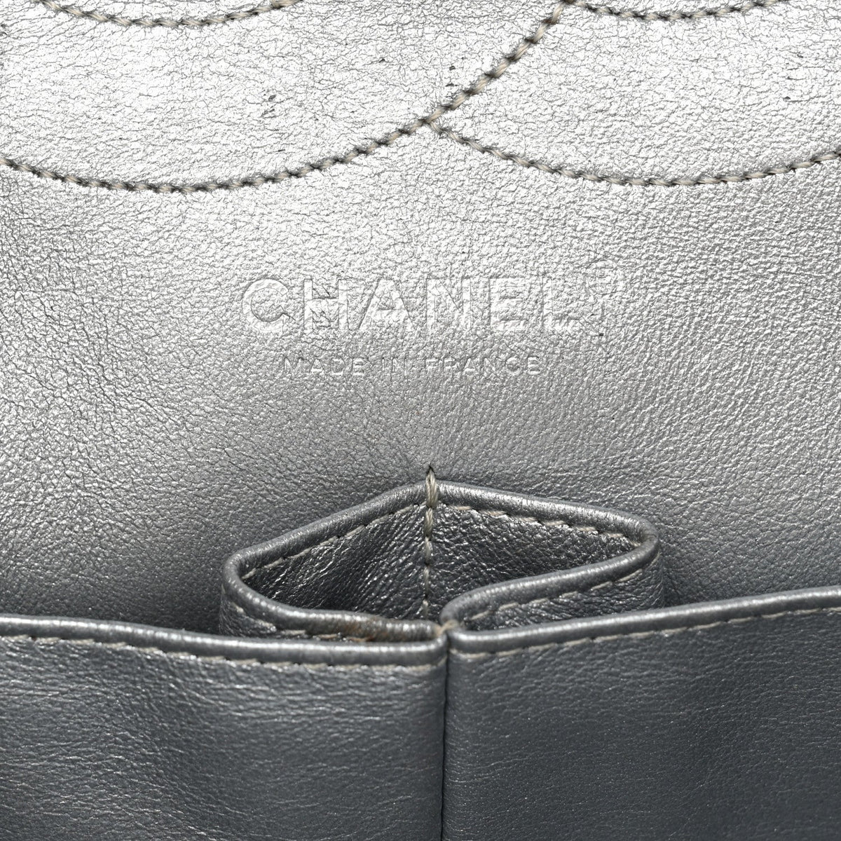 Metallic Calfskin Striped 2.55 Reissue 227 Silver