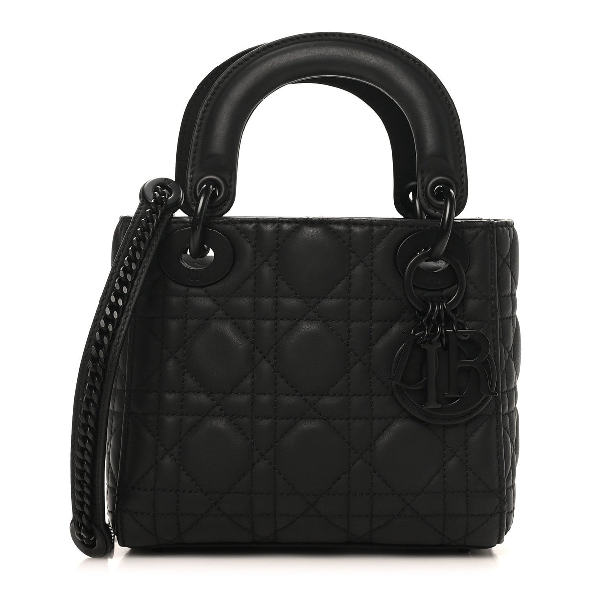 Ultra Matte Calfskin Cannage Mini Lady Dior Black