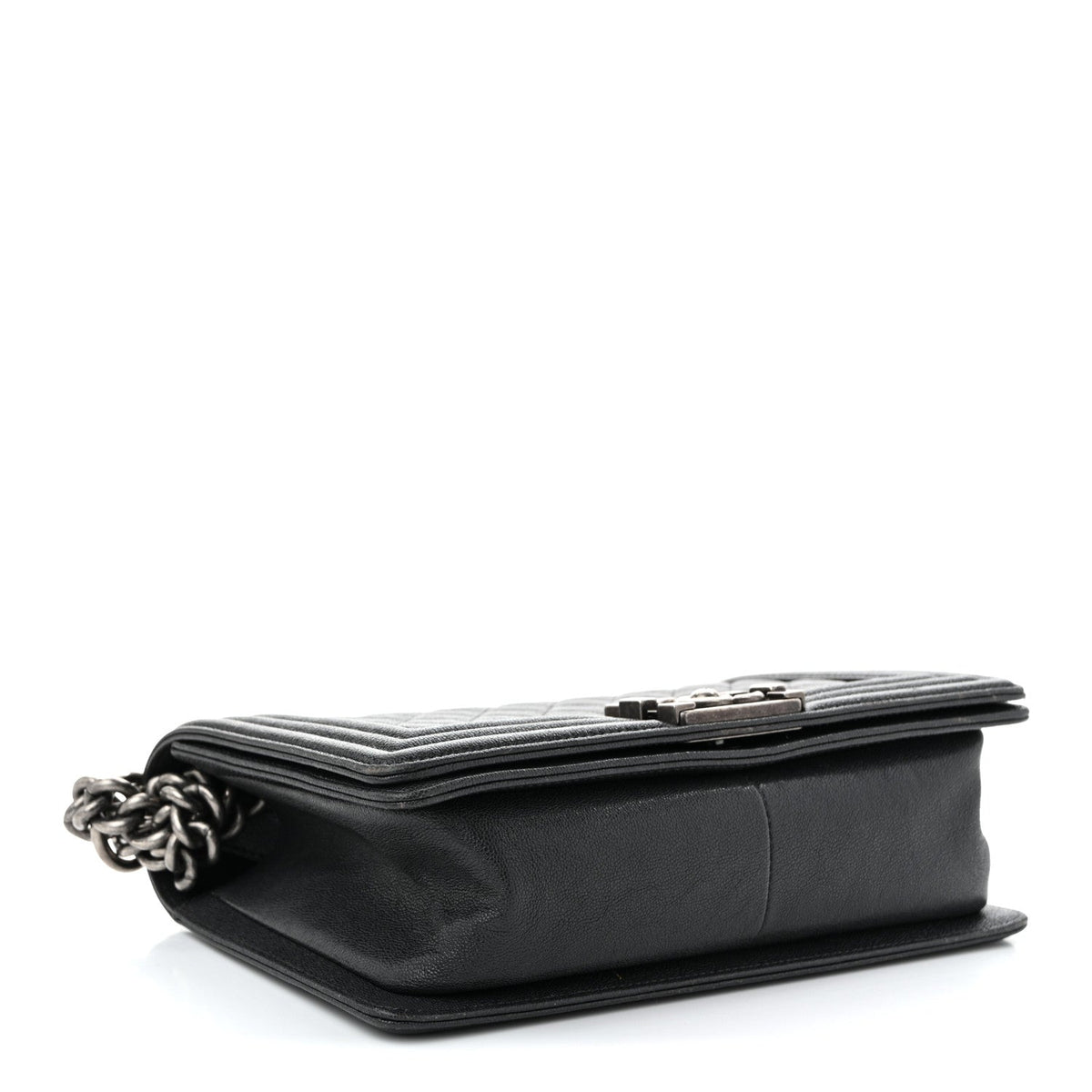 Caviar Quilted Medium Boy Flap Dark Grey