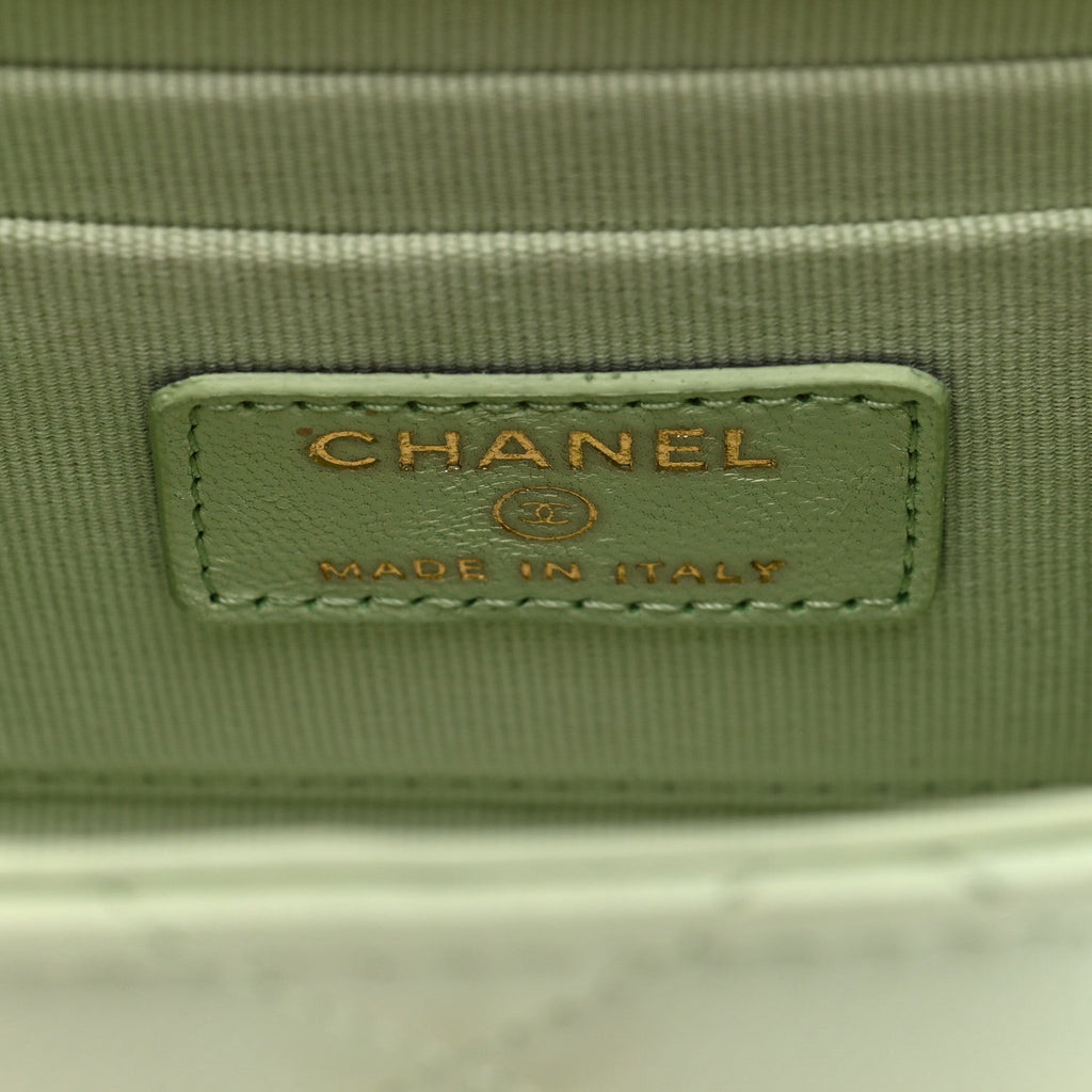 Lambskin Quilted Mini Trendy CC Chain Wallet Light Green