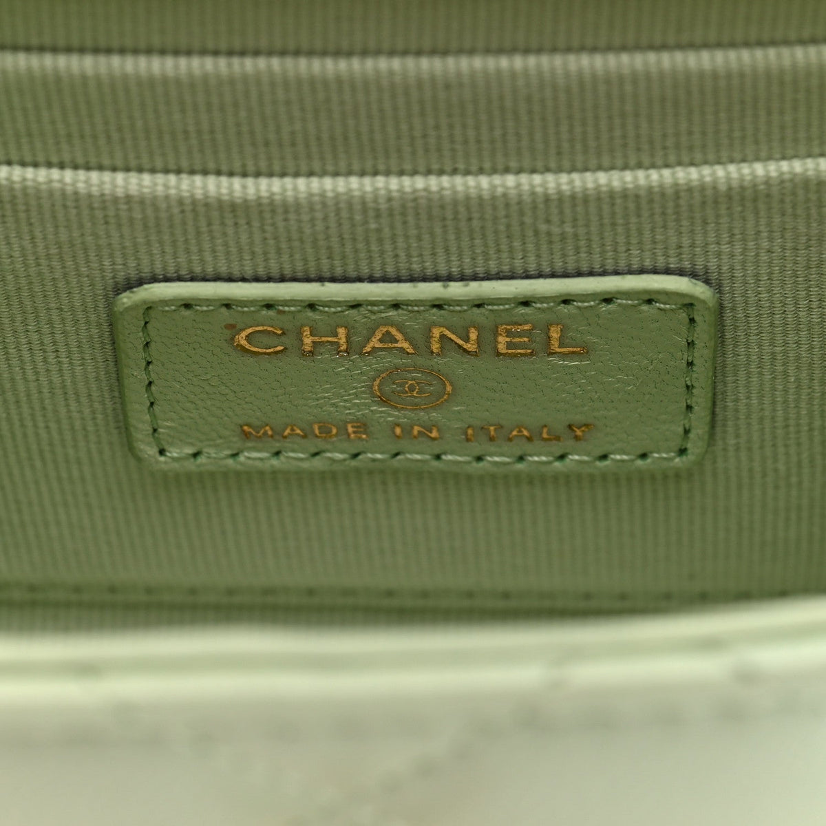 Lambskin Quilted Mini Trendy CC Chain Wallet Light Green
