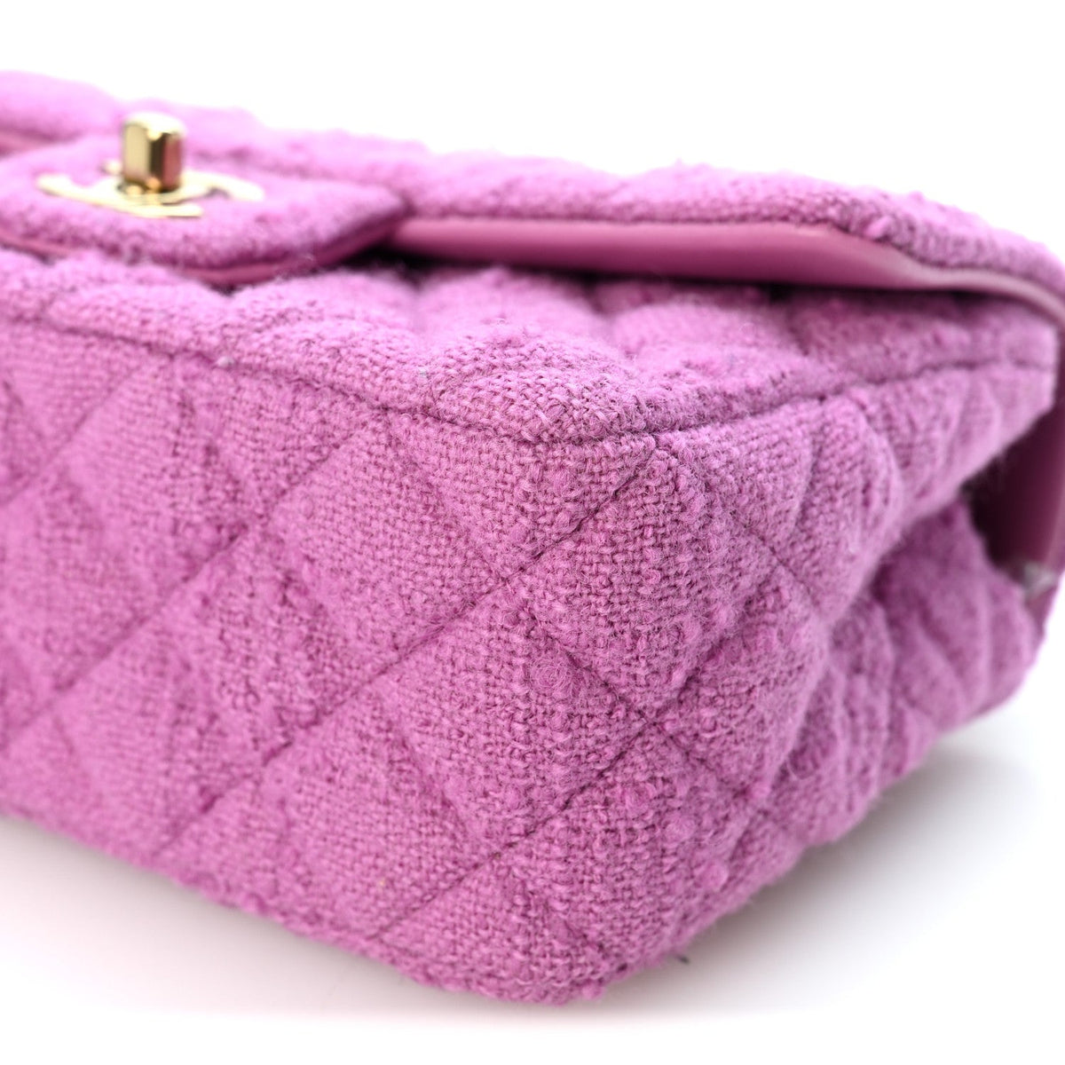Tweed Quilted Mini Rectangular Flap Purple