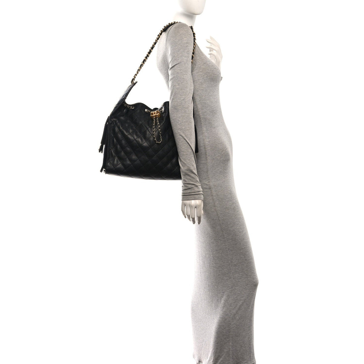 Caviar Quilted Medium Chanel 25 Handbag Black
