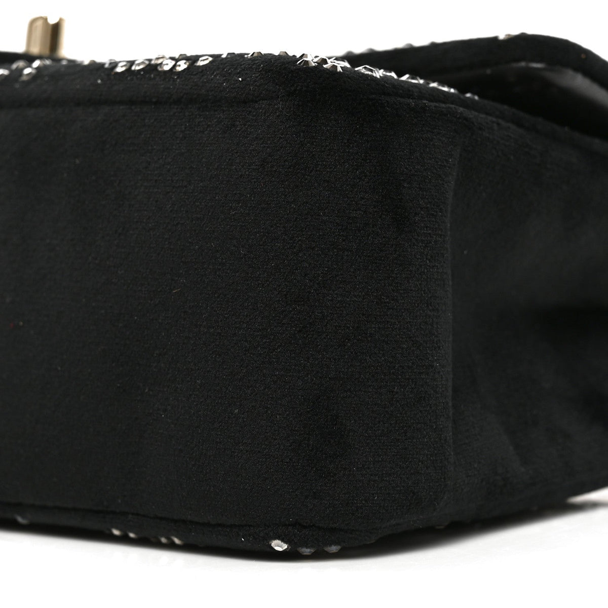 Velvet Crystal Mini Rectangular Flap Black