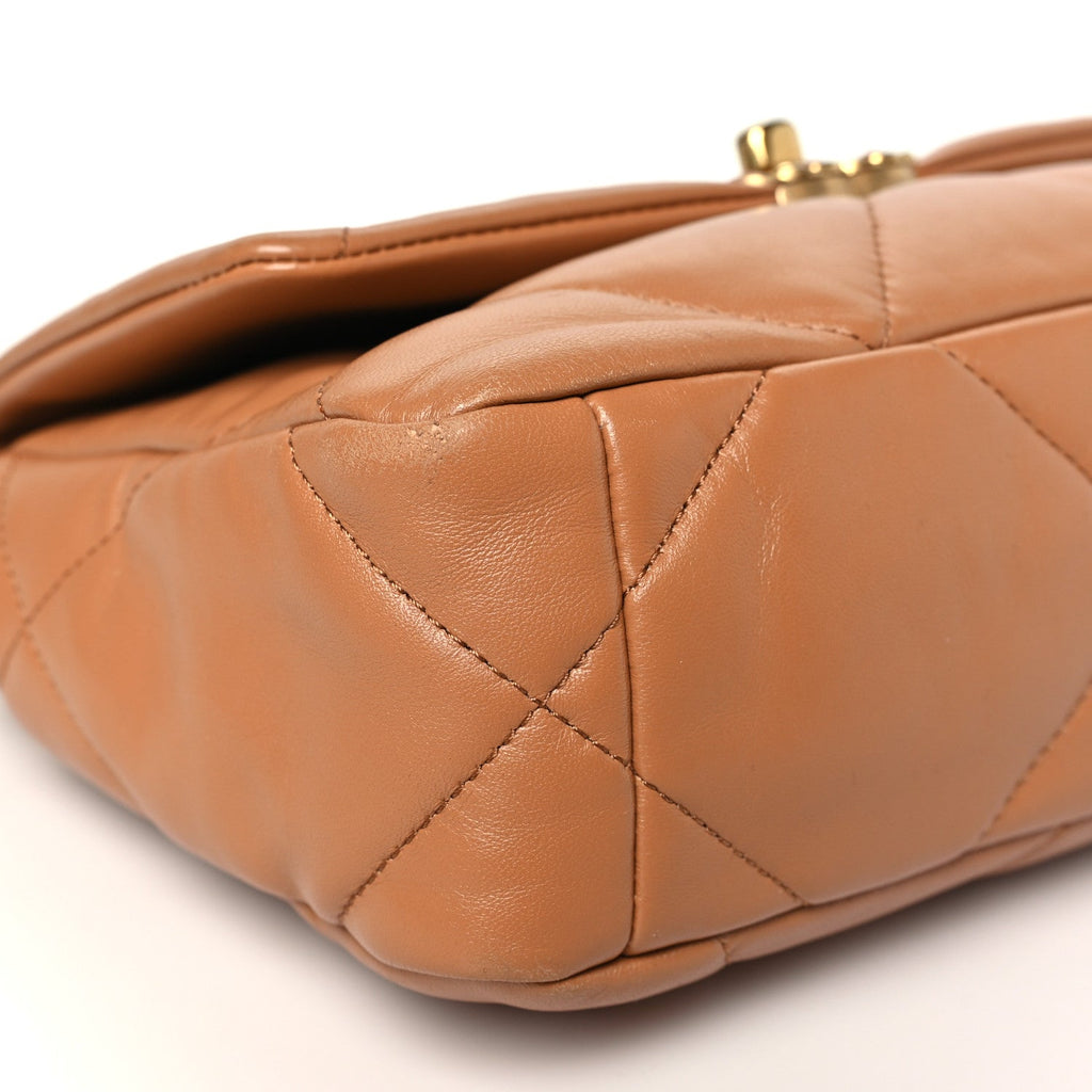Lambskin Quilted Medium Chanel 19 Flap Brown