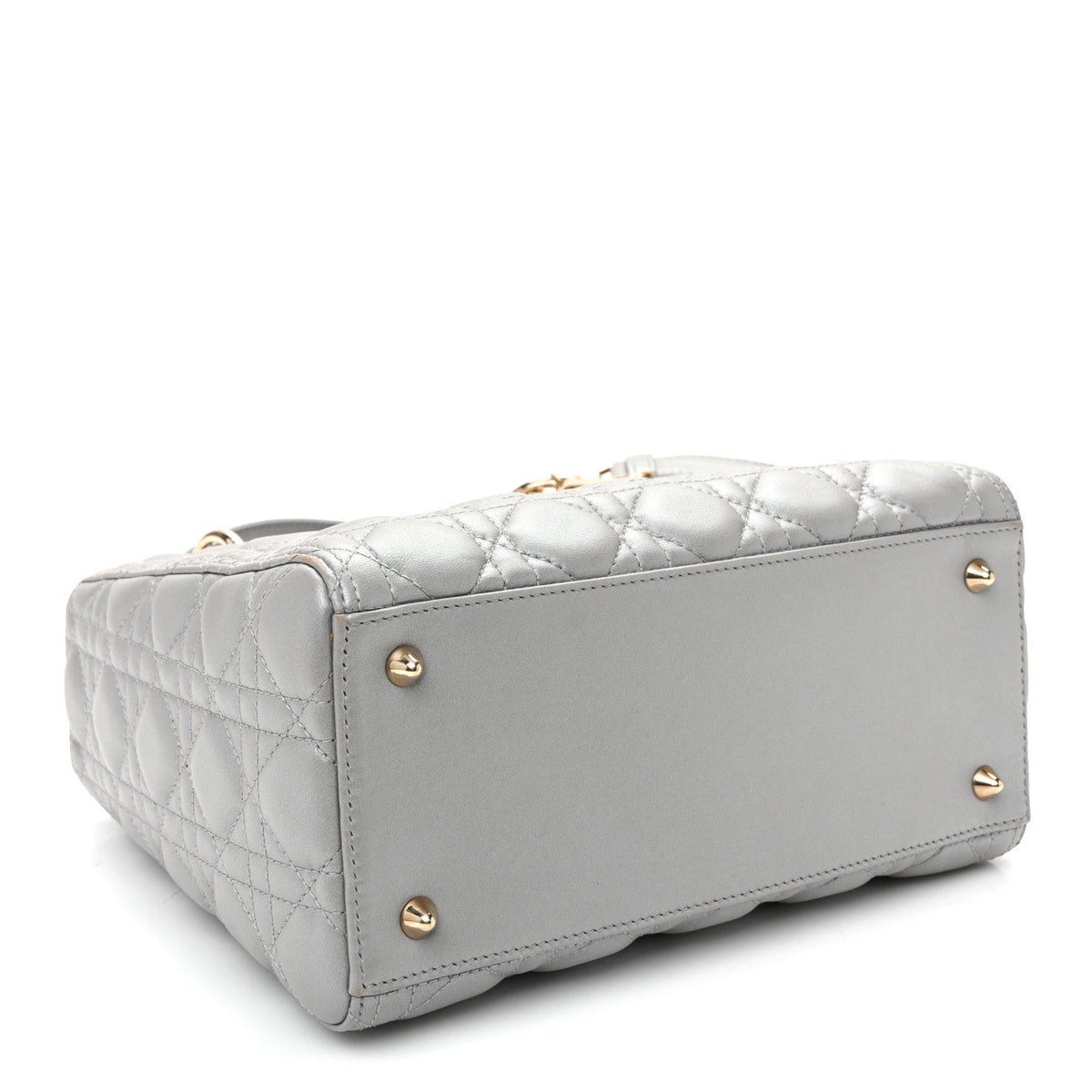 Pearly Lambskin Cannage Medium Lady Dior Grey