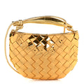Mirror Laminated Nappa Intrecciato Mini Sardine Bag Gold