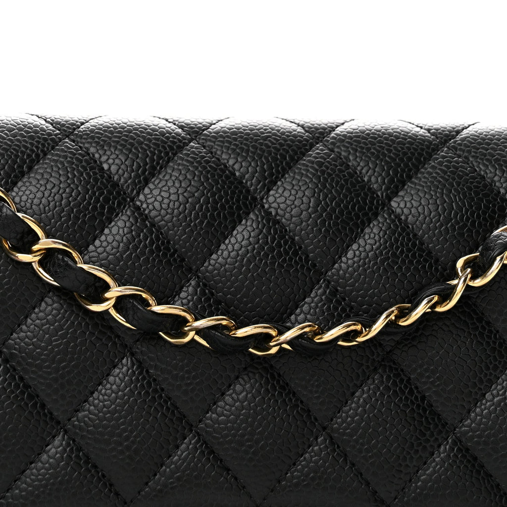 Caviar Quilted Medium Double Flap Black
