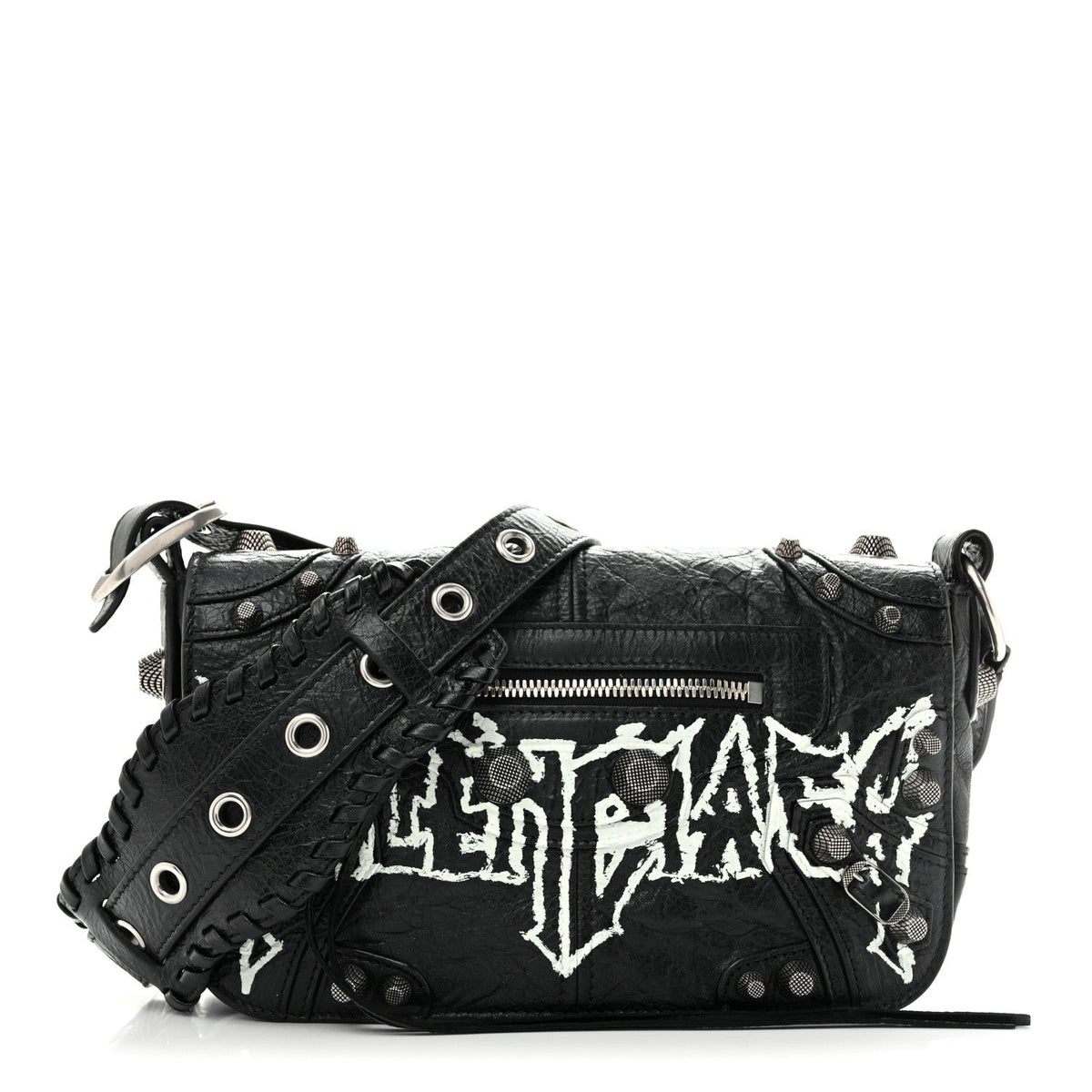 Agneau Arena Lunar New Year Graffiti Logo XS Le Cagole Flap Bag Black