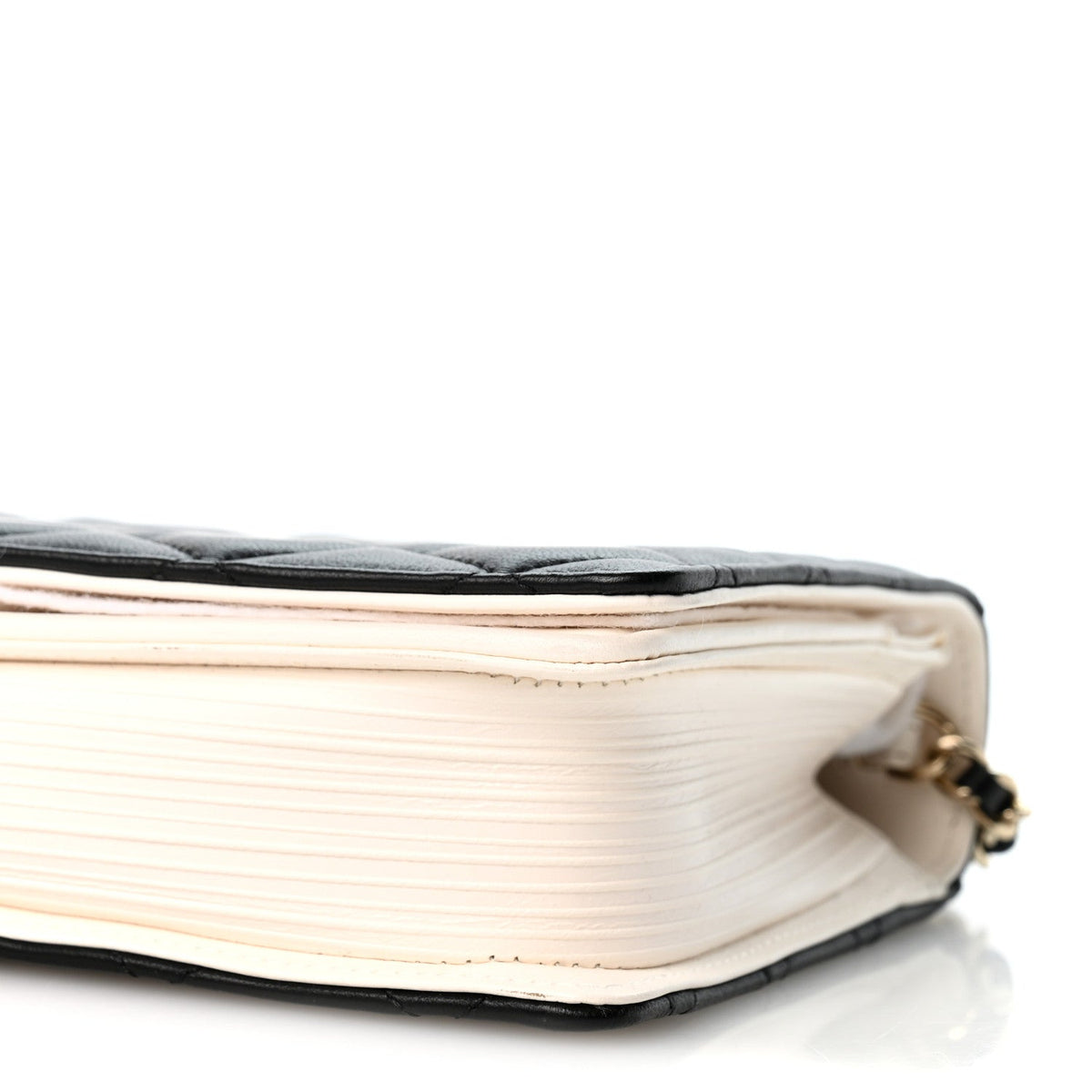 Lambskin Quilted Book Wallet On Chain WOC Black