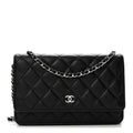 Caviar Quilted Wallet on Chain WOC Black