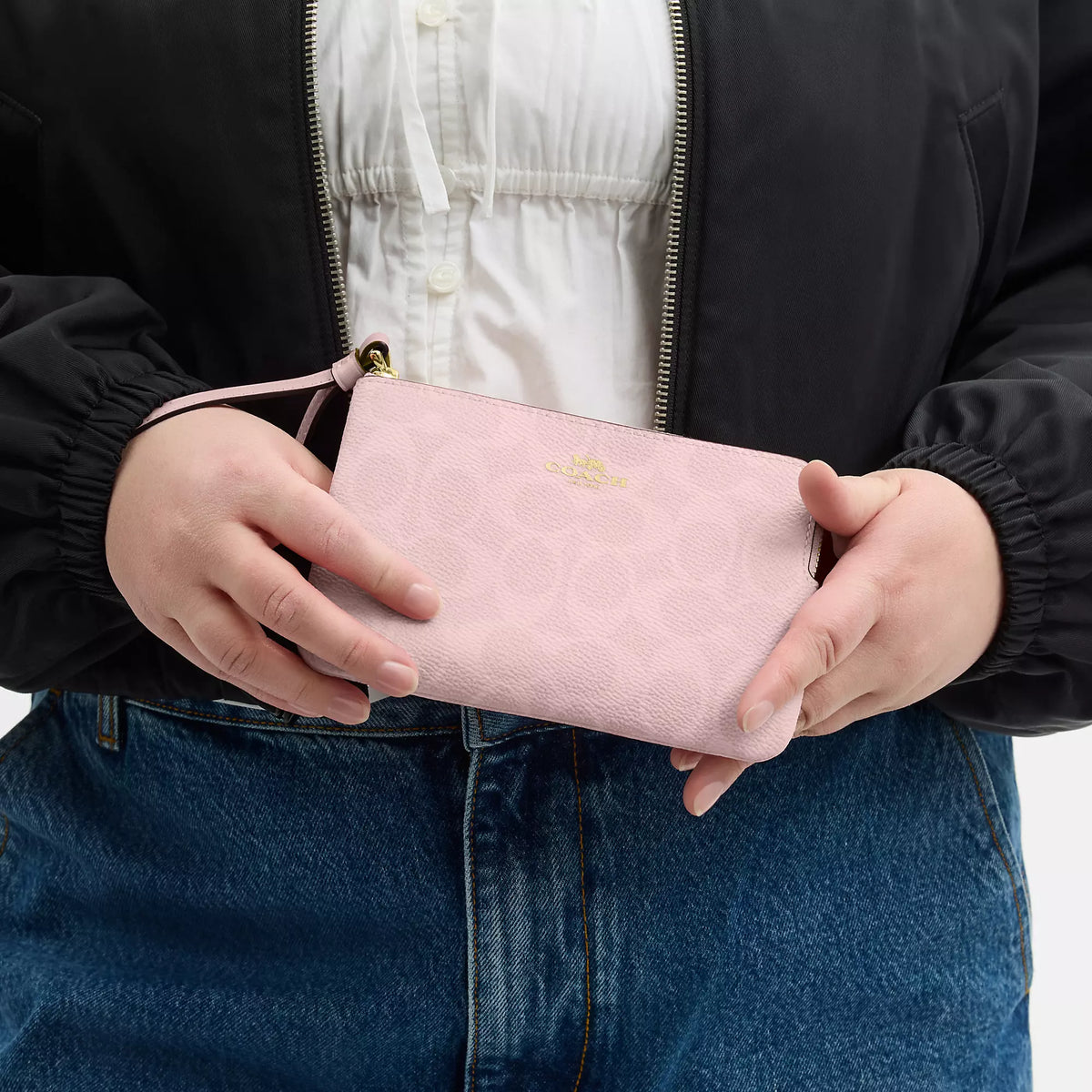 Coach Outlet Corner Zip Wristlet In Signature Canvas