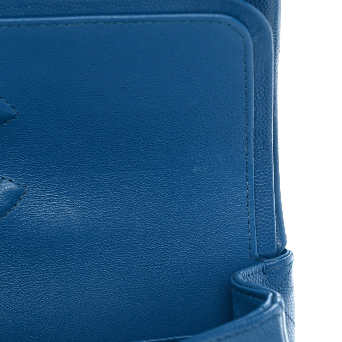 Caviar Quilted Medium Double Flap Blue