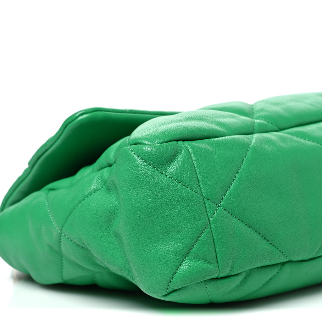 Goatskin Quilted Large Chanel 19 Flap Green