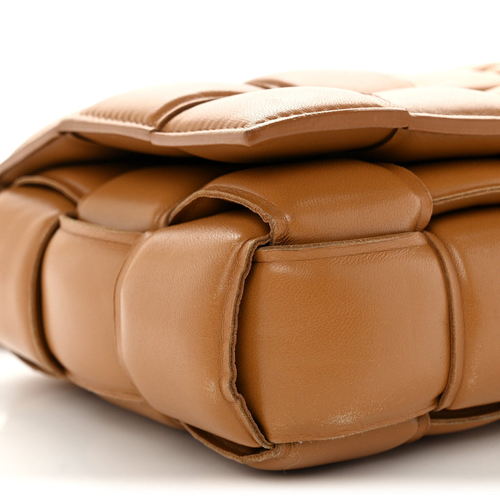 Nappa Maxi Intreccio Padded Cassette Crossbody Bag Caramel