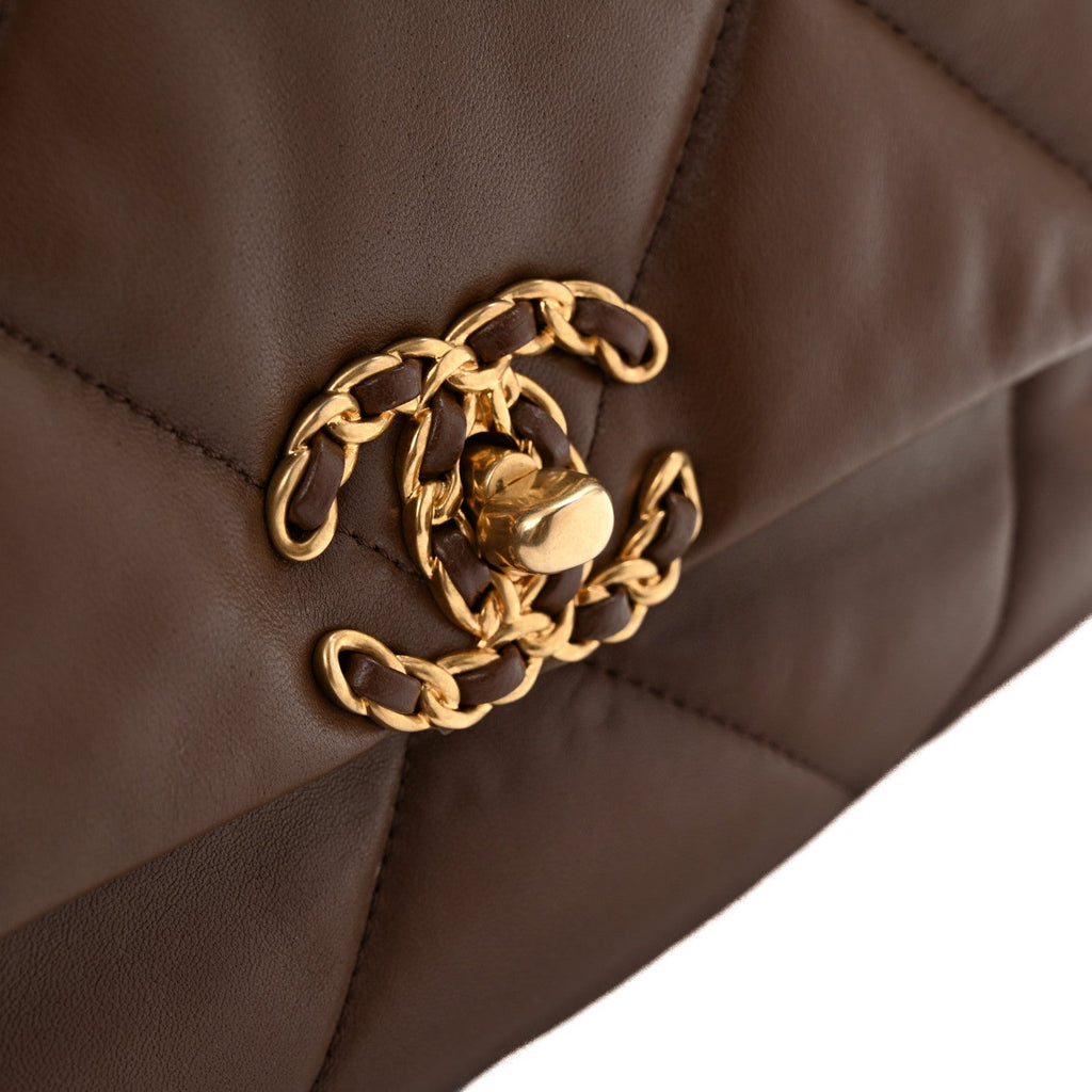 Lambskin Quilted Medium Chanel 19 Flap Dark Brown