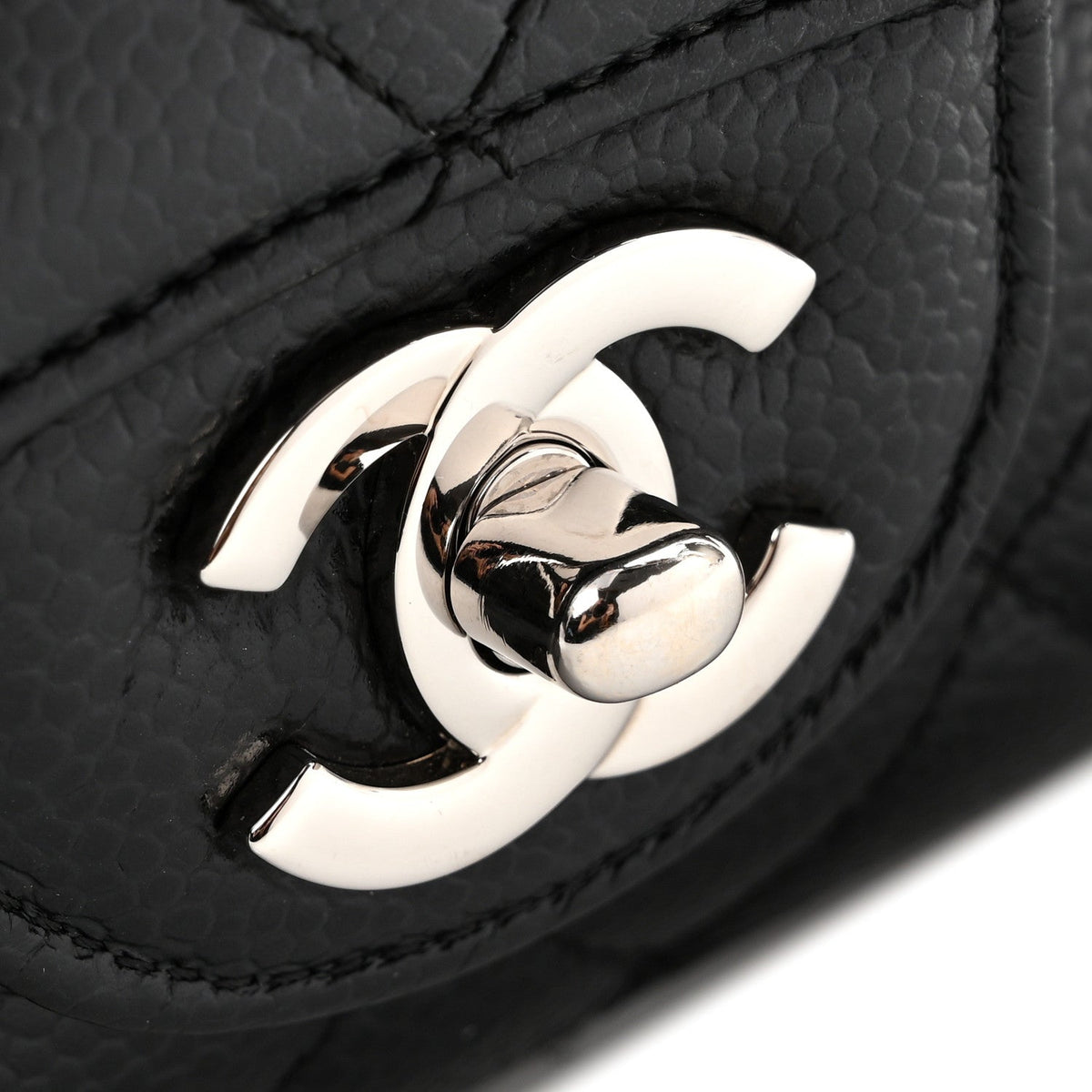 Caviar Quilted Medium Double Flap Black