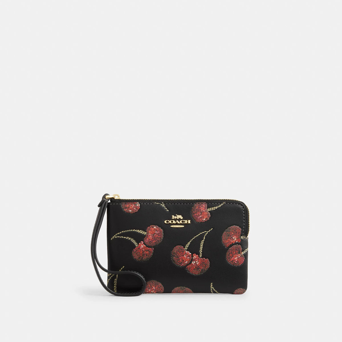 Coach Outlet Corner Zip Wristlet With Cherry Print