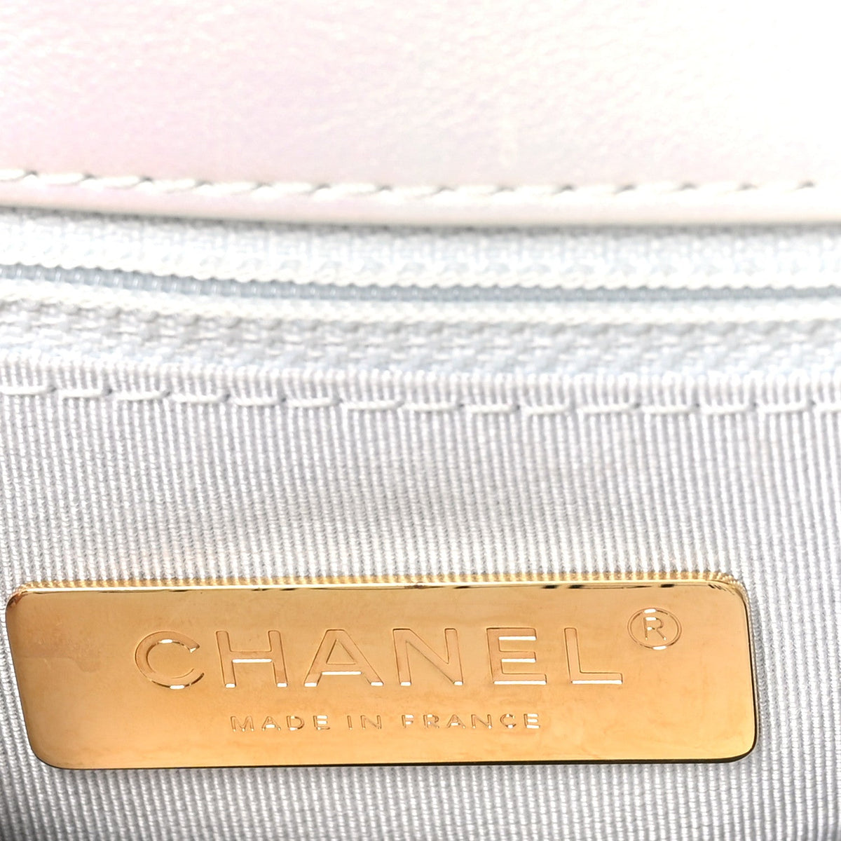 Iridescent Calfskin Quilted Medium Chanel 19 Flap White