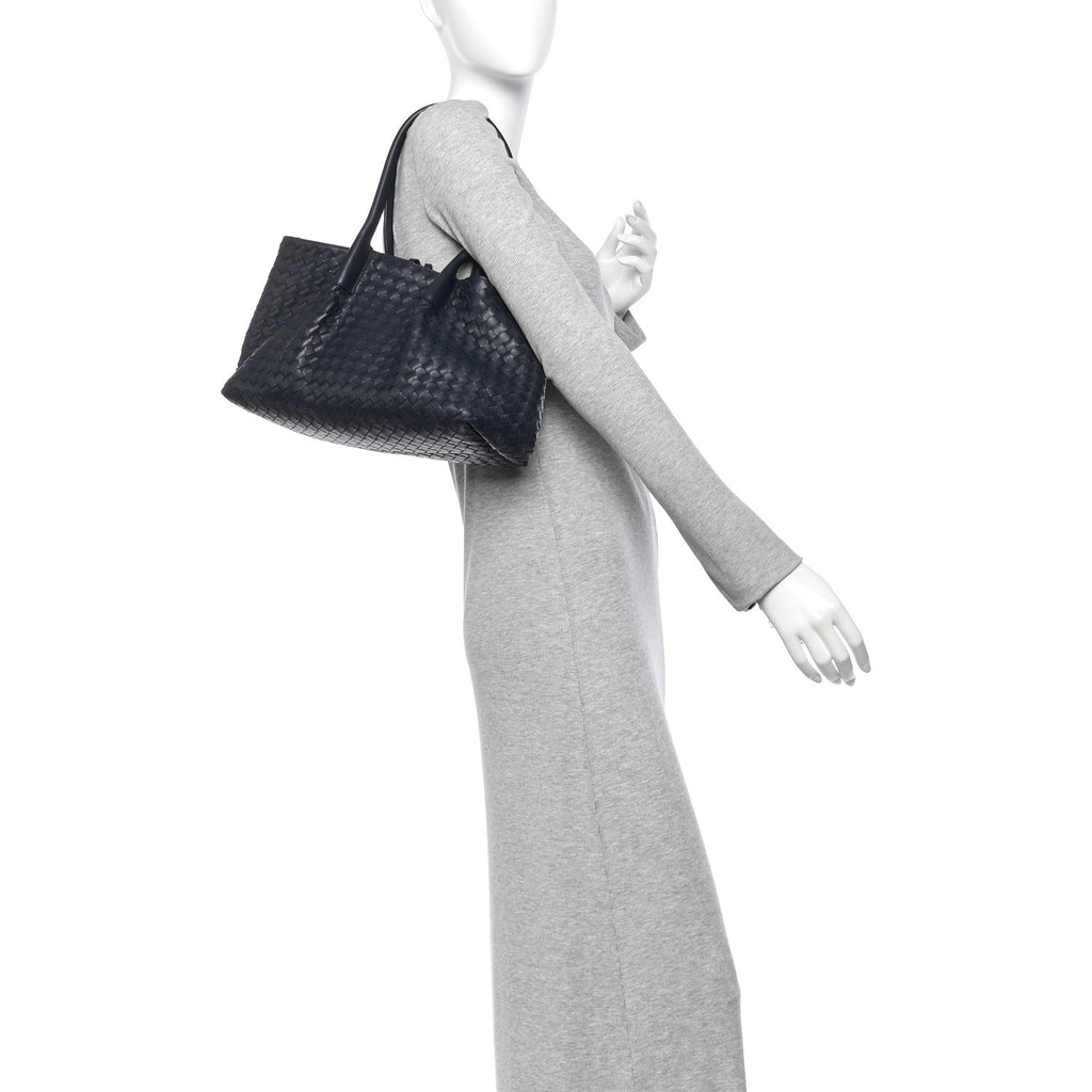 Calfskin Intrecciato Pinacoteca Reversible Tote Midnight Basalt