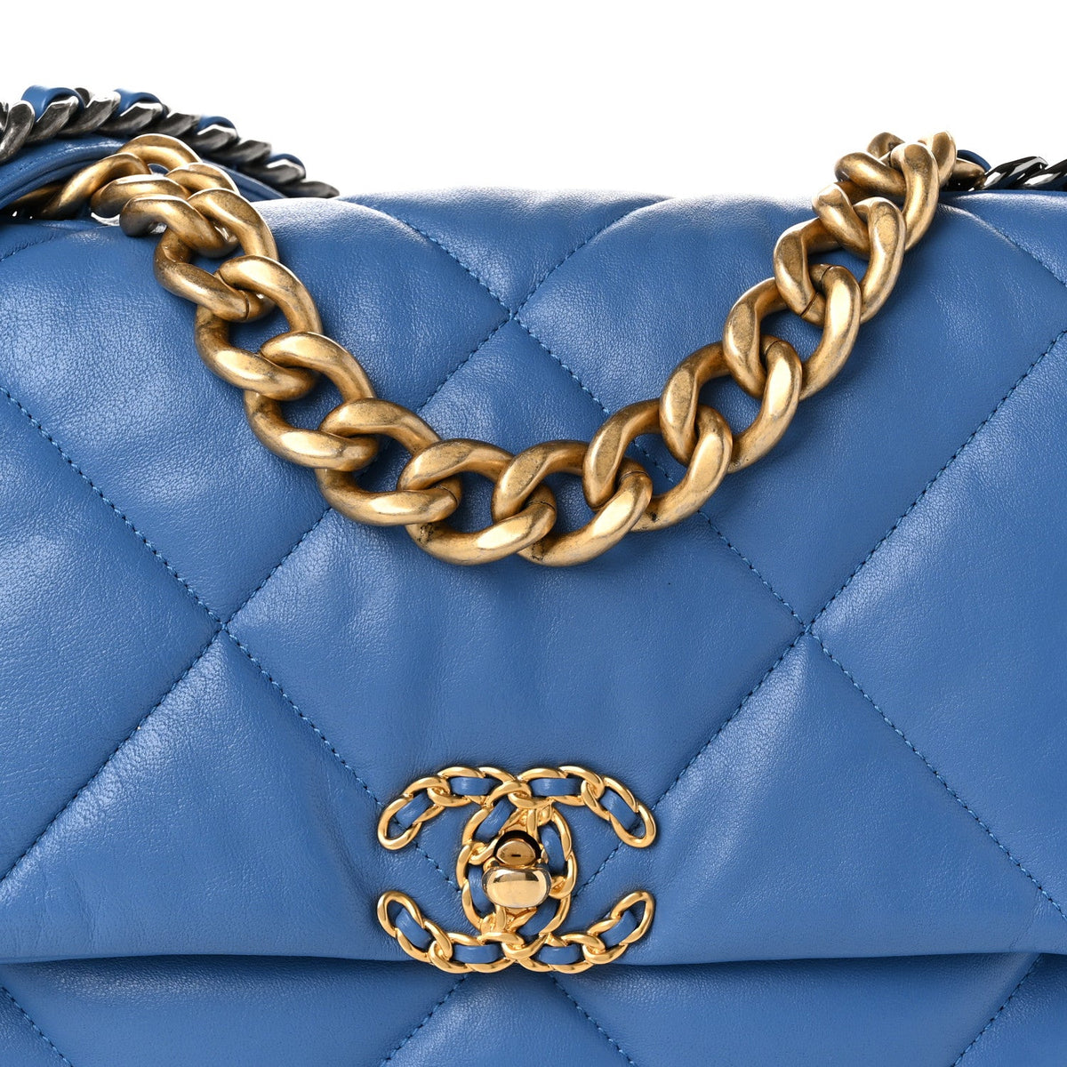 Lambskin Quilted Large Chanel 19 Flap Blue