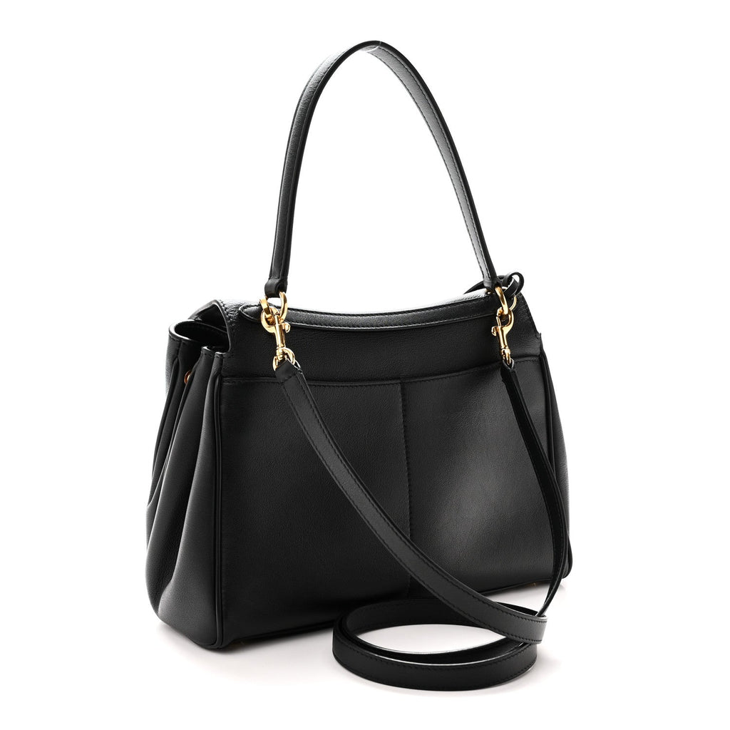 Natural Smooth Calfskin Small Rodeo Top Handle Handbag Black