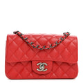 Caviar Quilted Mini Rectangular Flap Red