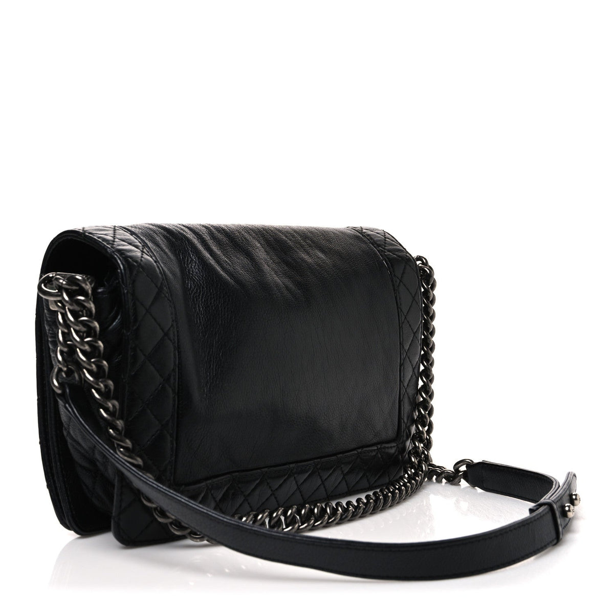 Calfskin New Medium Boy Reverso Flap Black
