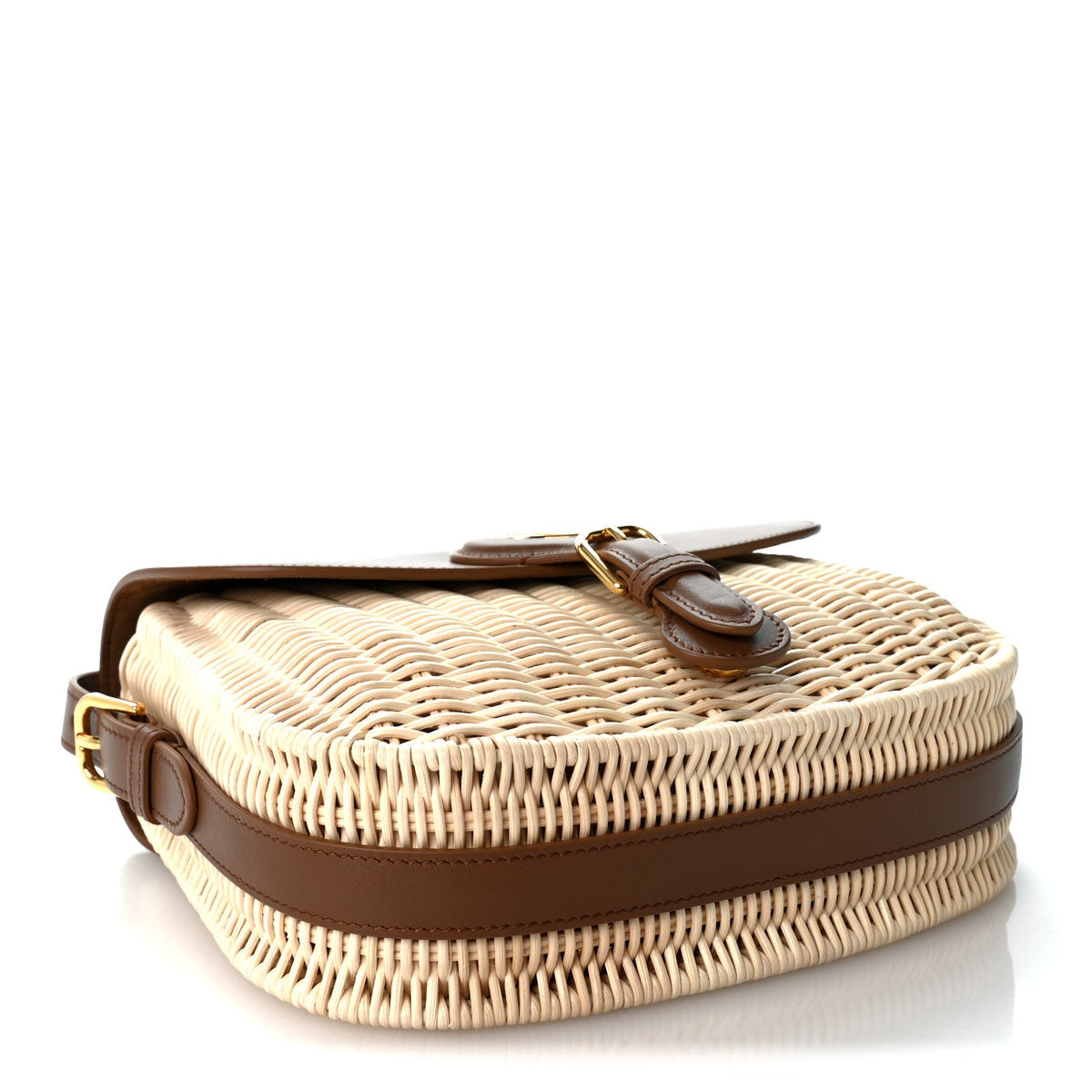 Wicker Calfskin Medium Bobby Flap Golden Saddle