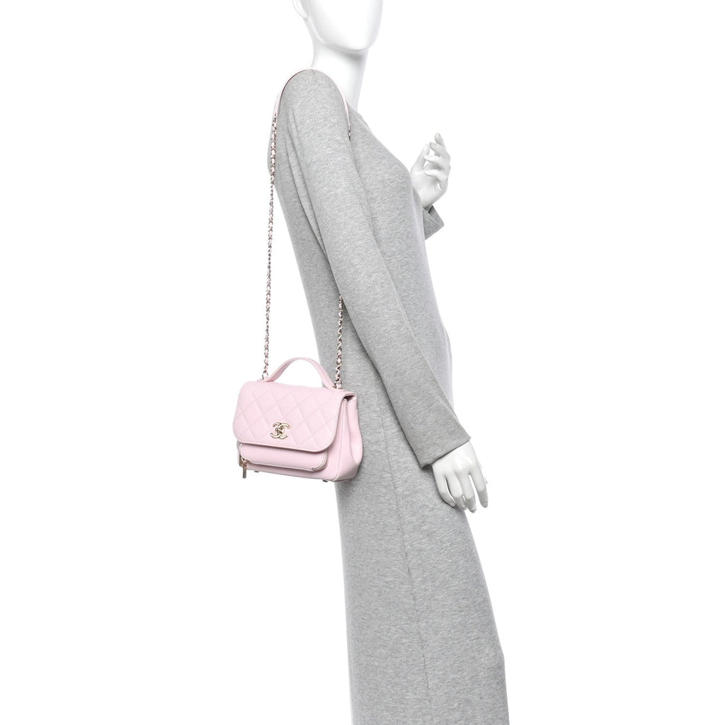 Caviar Quilted Small Business Affinity Flap Light Pink