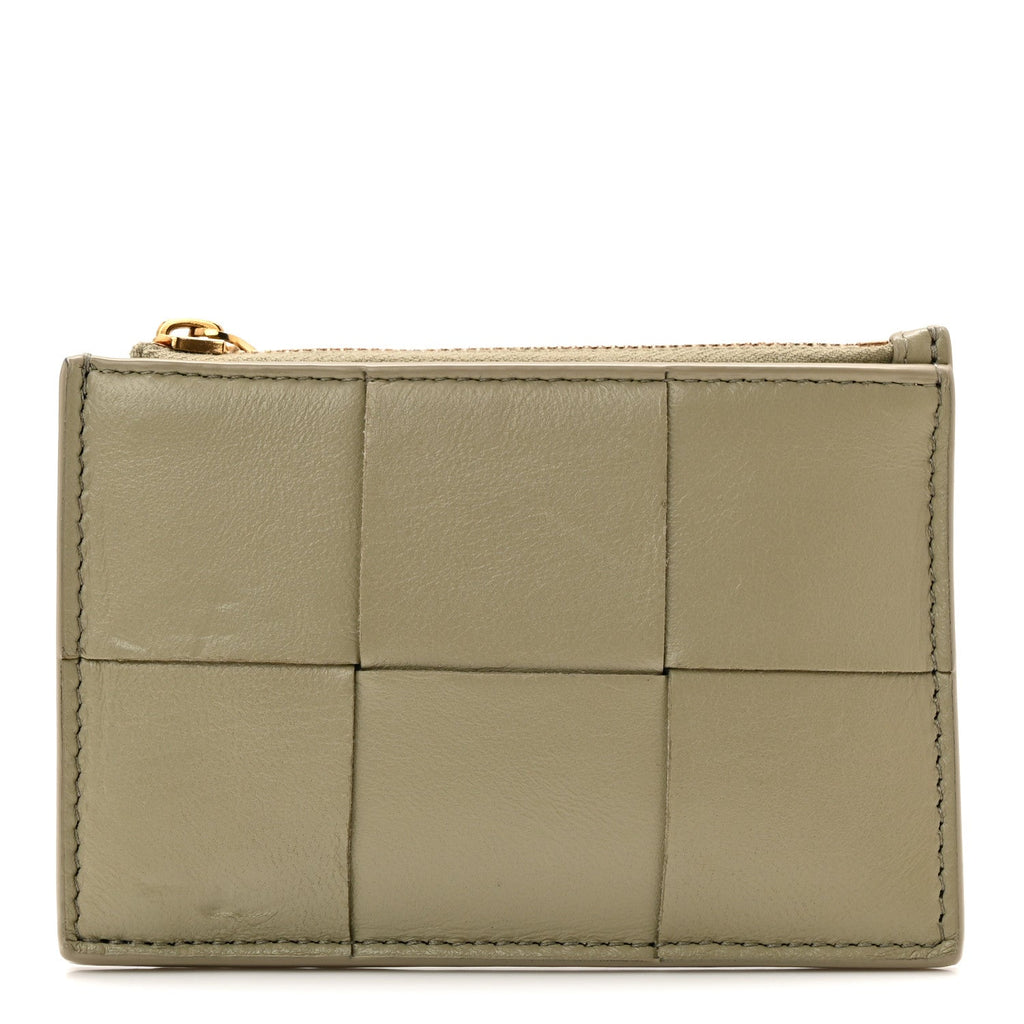 Nappa Maxi Intrecciato Cassette Zipped Card Case Travertine