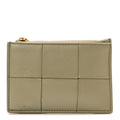 Nappa Maxi Intrecciato Cassette Zipped Card Case Travertine